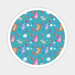 Whimsical Unicorn and Flowers Pattern Magnet